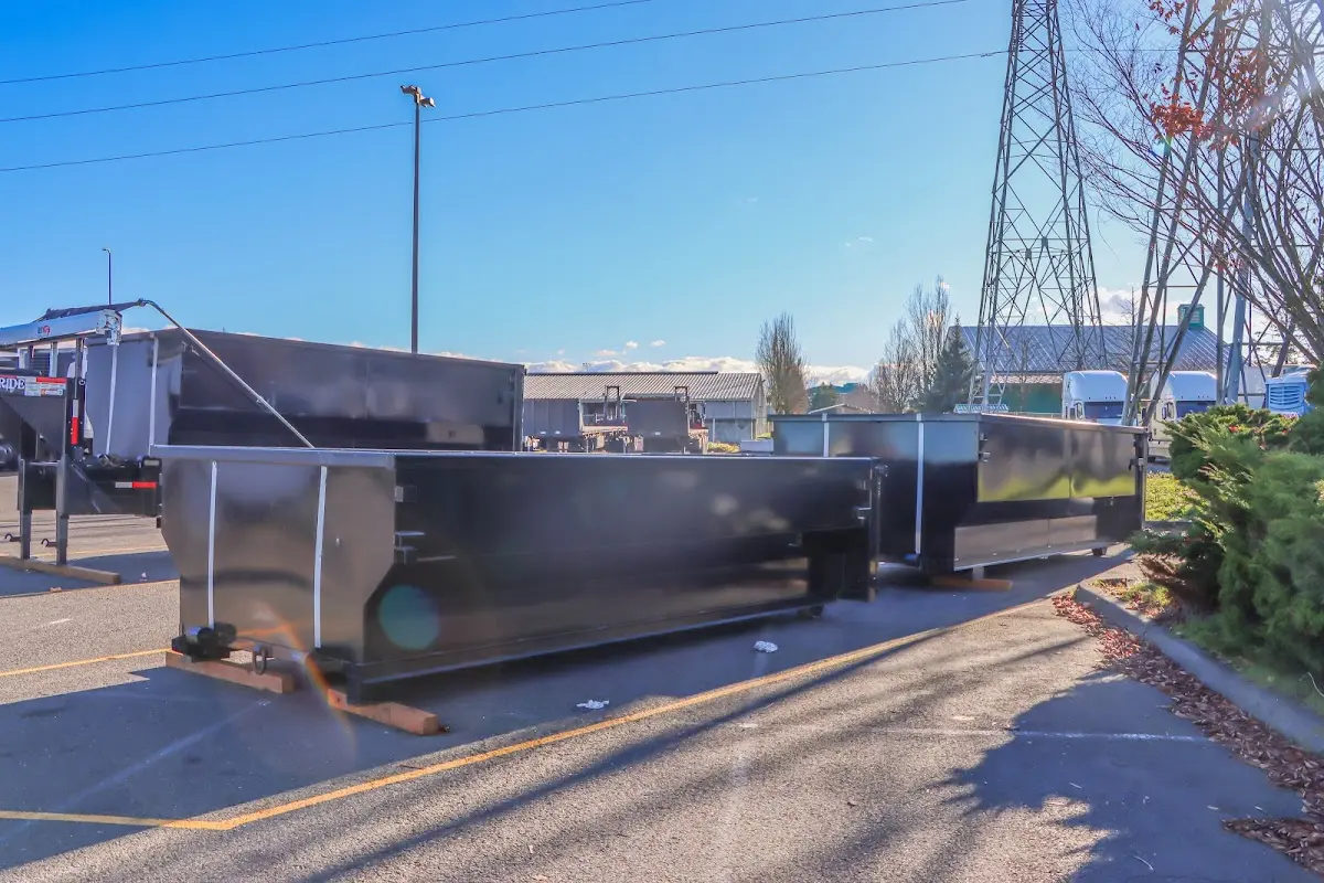 Roll-off dumpster ready for waste disposal at job site for 40 Yard Dumpster Rental in Homeland